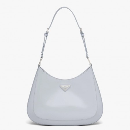 Prada Cleo Large Shoulder Bag In Blue Brushed Leather