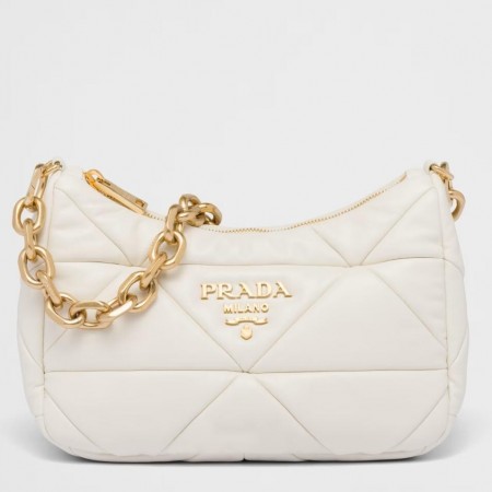 Prada System Patchwork Shoulder Bag In White Leather