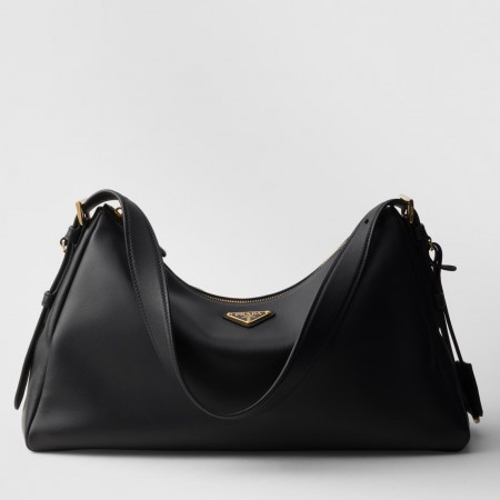 Prada Aimee Large Shoulder Bag in Black Leather 