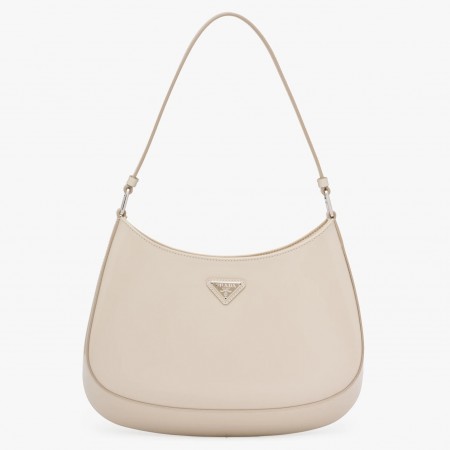 Prada Cleo Small Shoulder Bag In Beige Brushed Leather
