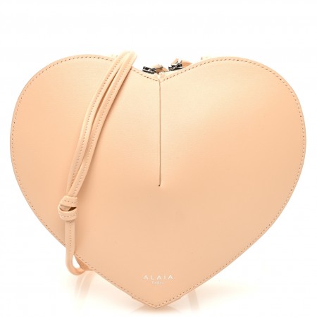 Alaia Le Coeur Crossbody Bag in Beige Calfskin