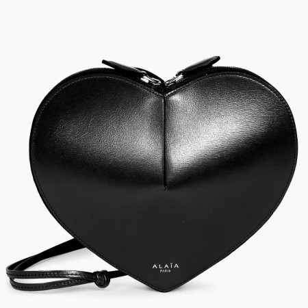Alaia Le Coeur Crossbody Bag in Black Calfskin