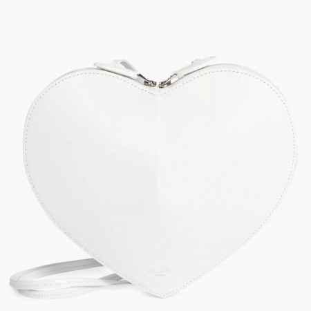 Alaia Le Coeur Crossbody Bag in White Calfskin