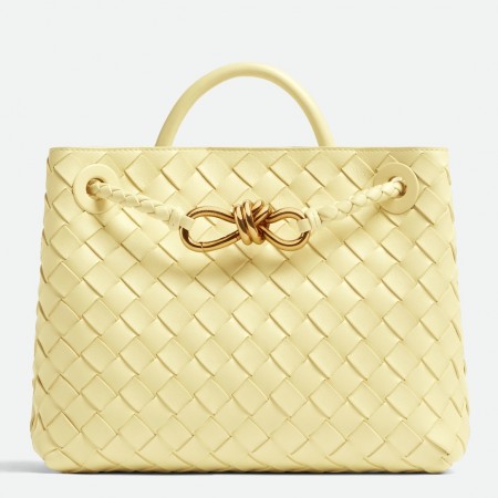 Bottega Veneta Andiamo Medium Bag In Ice Cream Intrecciato Lambskin