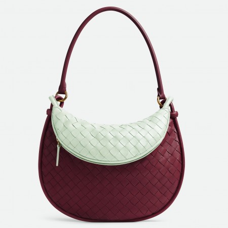 Bottega Veneta Gemelli Medium Bag in Barolo/Glacier Intrecciato Lambskin