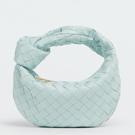 Bottega Veneta Jodie Mini Bag in Teal Washed Intrecciato Lambskin