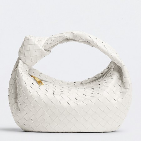 Bottega Veneta Jodie Teen Bag in White Intrecciato Lambskin