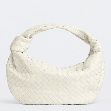 Bottega Veneta Jodie Small Bag in White Intrecciato Lambskin