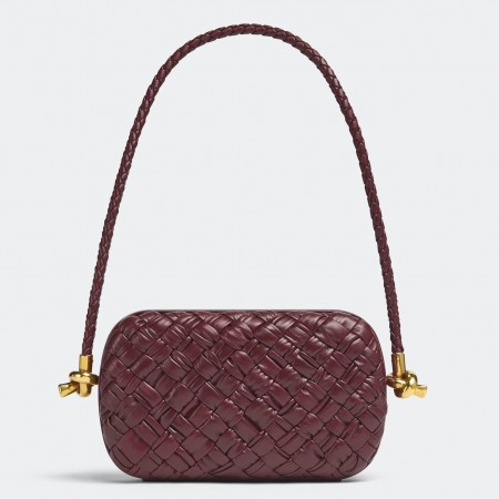 Bottega Veneta Knot On Strap In Barolo Foulard Intreccio Leather