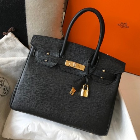 Hermes Birkin 30cm Bag in Black Clemence Leather with GHW