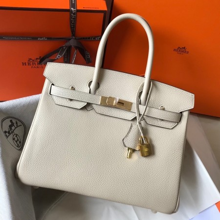 Hermes Birkin 35cm Bag in Craie Clemence Leather with GHW
