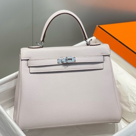 Hermes Kelly 25cm Retourne Bag in Mauve Pale Clemence Leather with GHW