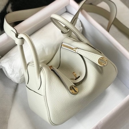 Hermes Lindy Mini Bag in Craie Clemence Leather with GHW