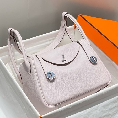 Hermes Lindy 26cm Bag in Mauve Pale Clemence Leather with PHW