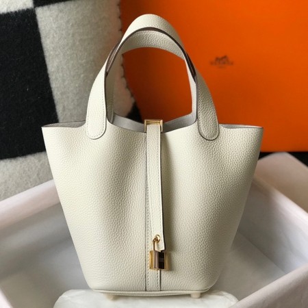 Hermes Picotin Lock 18 Bag in Craie Clemence Leather with GHW