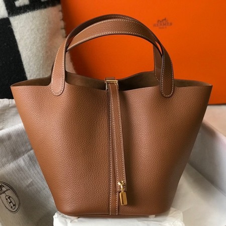 Hermes Picotin Lock 12 Bag in Gold Clemence Leather with GHW