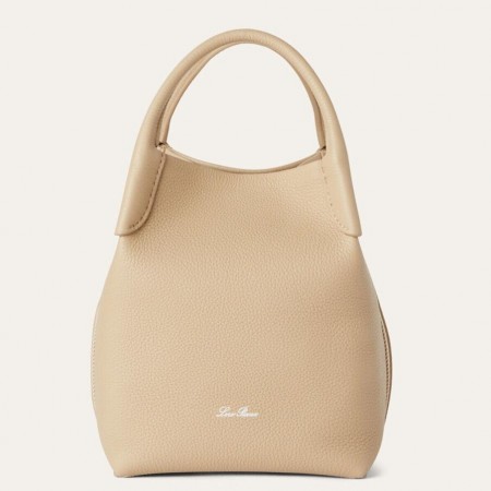 Loro Piana Bale Small Bag in Light Mastic Grained Leather