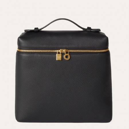 Loro Piana Extra Pocket Backpack in Black Grained Calfskin