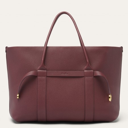 Loro Piana Ghiera Small Shopper in Bordeaux Grained Leather
