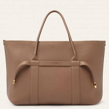 Loro Piana Ghiera Small Shopper in Taupe Grained Leather