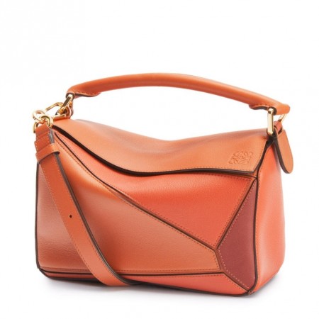 Loewe Puzzle Small Bag In Multicolour Orange Calfskin