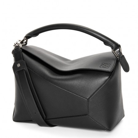 Loewe Puzzle Medium Bag in Black Classic Calfskin