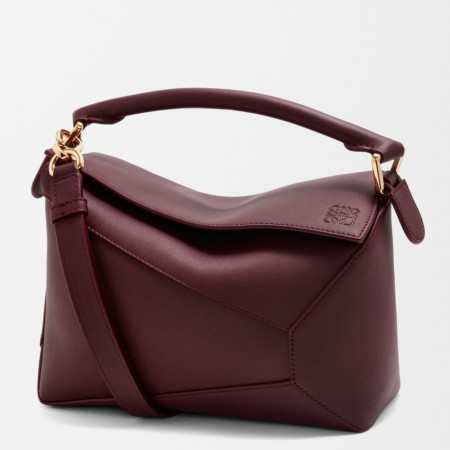 Loewe Puzzle Edge Small Bag in Burgundy Classic Calfskin 