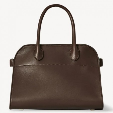 The Row Margaux 10 Top Handle Bag in Chocolate Leather 