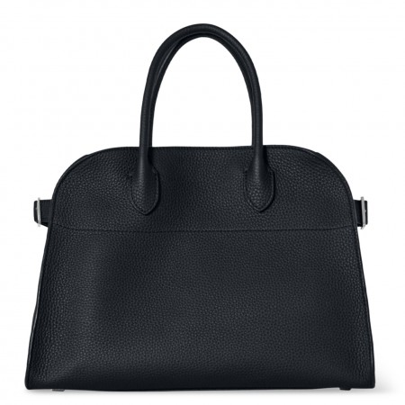 The Row Margaux 12 Top Handle Bag in Black Grained Leather