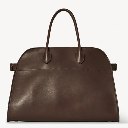 The Row Margaux 15 Top Handle Bag in Chocolate Leather