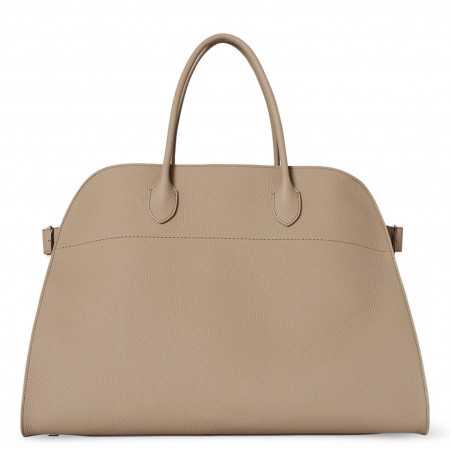 The Row Margaux 17 Top Handle Bag in Sand Grained Leather