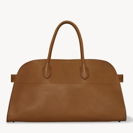 The Row Margaux EW Top Handle Bag in Brown Smooth Calfskin