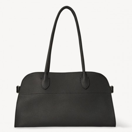 The Row Margaux Shoulder 12 Bag in Black Grained Leather