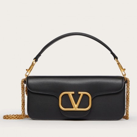 Valentino Large Loco Shoulder Bag In Black Calfskin