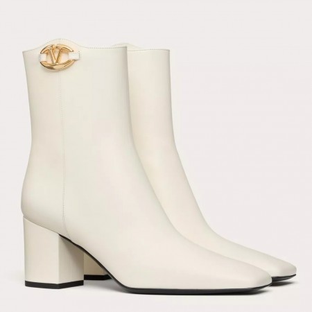 Valentino VLogo The Bold Edition Ankle Boots 70mm in White Calfskin