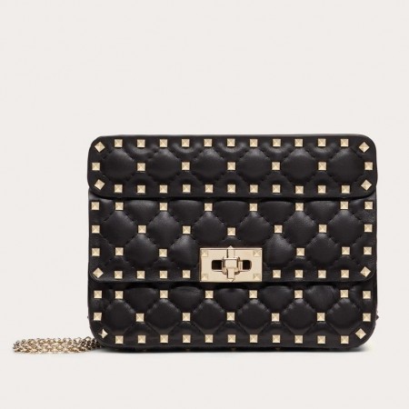 Valentino Rockstud Spike Small Bag in Black Nappa Leather