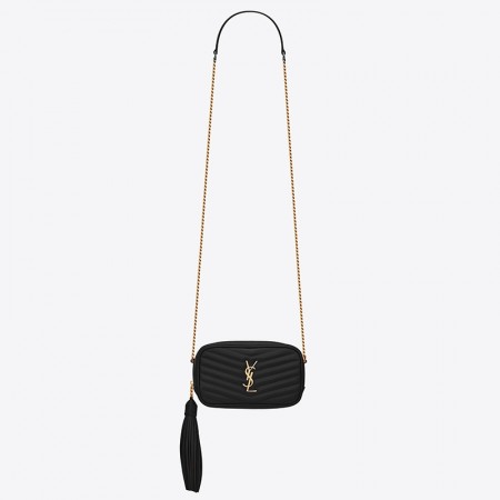 Saint Laurent Mini Lou Camera Bag in Black Calfskin