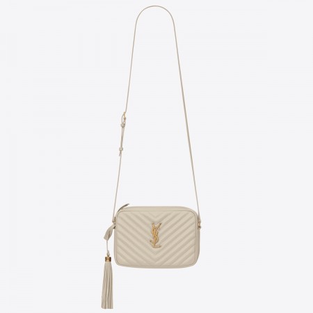 Saint Laurent Lou Camera Bag in White Quilted Leather