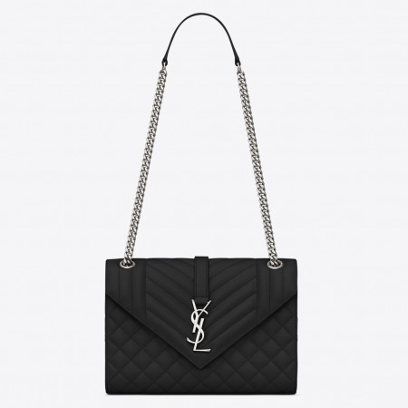 Saint Laurent Envelope Medium Bag In Noir Grained Leather