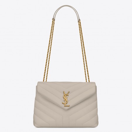 Saint Laurent LouLou Small Chain Bag In White Quilted Calfskin