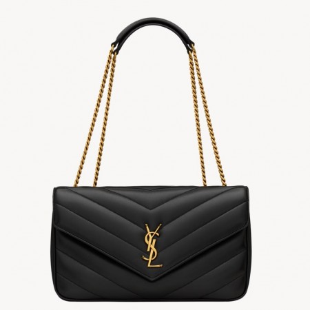Saint Laurent LouLou Medium Bag in Black Matelasse Lambskin