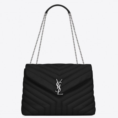 Saint Laurent LouLou Medium Chain Bag In Noir Quilted Calfskin