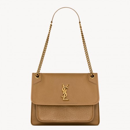 Saint Laurent Niki Medium Chain Bag in Dark Cork Grained Lambskin