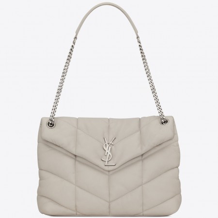 Saint Laurent Puffer Medium Chain Bag In Ivory Lambskin