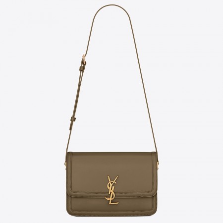 Saint Laurent Solferino Medium Bag In Khaki Green Calfskin