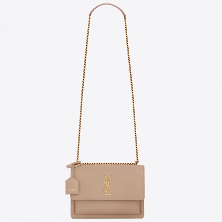 Saint Laurent Sunset Medium Chain Bag In Beige Calfskin