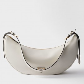 Prada Demi-lune Large Shoulder Bag in White Leather