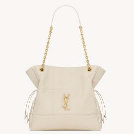 Saint Laurent Jamie Small Shopping Bag in White Lambskin