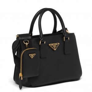 Prada Galleria Mini Bag with Pouch in Black Saffiano Leather