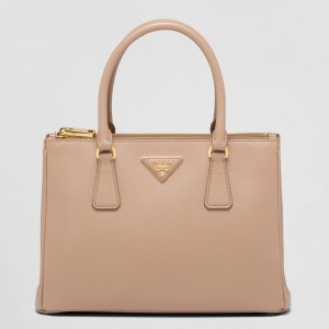 Prada Galleria Medium Bag In Beige Saffiano Leather